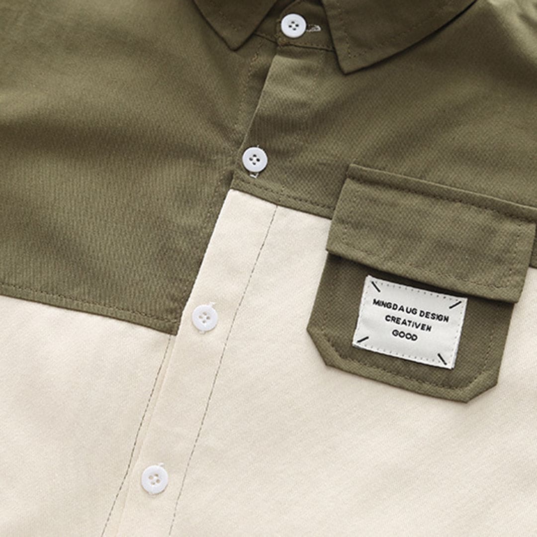Boys Green Colorblocked Shirt With Jogger Set Sets   
