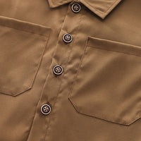 Boys Brown Double Pocket Rib Cuffed Shirt Shirts   