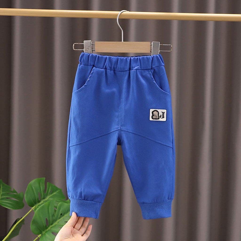 Boys Blue Regular Elasticated Rib Trouser Trackpants & Joggers Blue 1-2 Y 