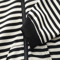 Boys Black Striped Long Hooded Sweatshirt With Denim Trouser Set Sets   