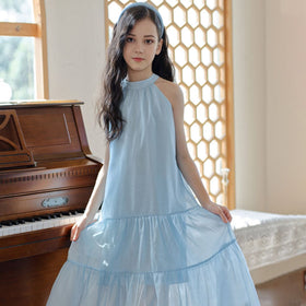 Girls Halter Neck Sleeveless Casual Dress Casual Dresses   