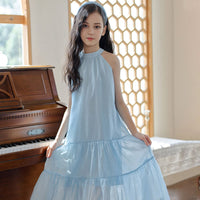Girls Halter Neck Sleeveless Casual Dress Casual Dresses   