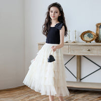 Girls Sleeveless Top With Layered Skirt Set Sets   