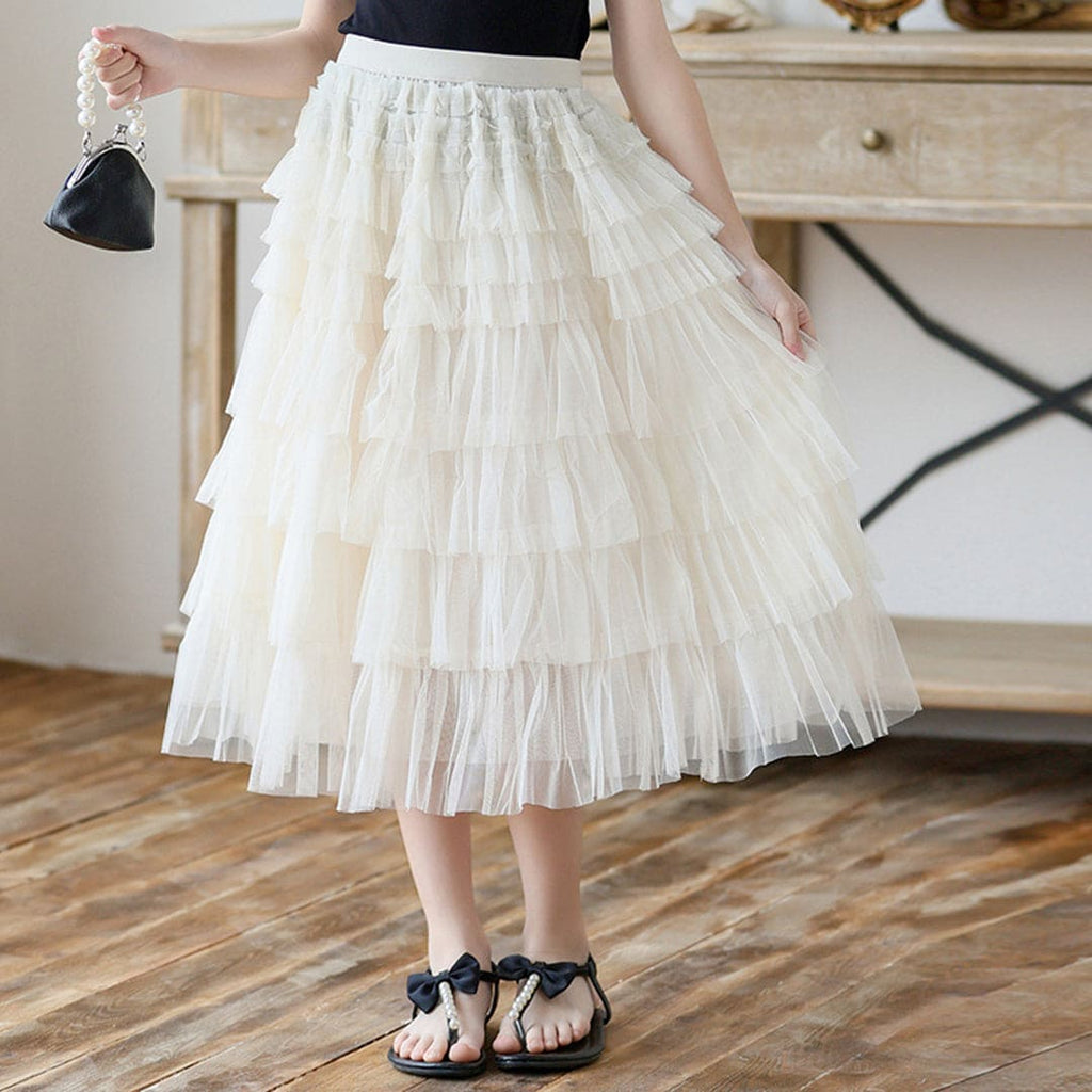 Girls Sleeveless Top With Layered Skirt Set Sets   