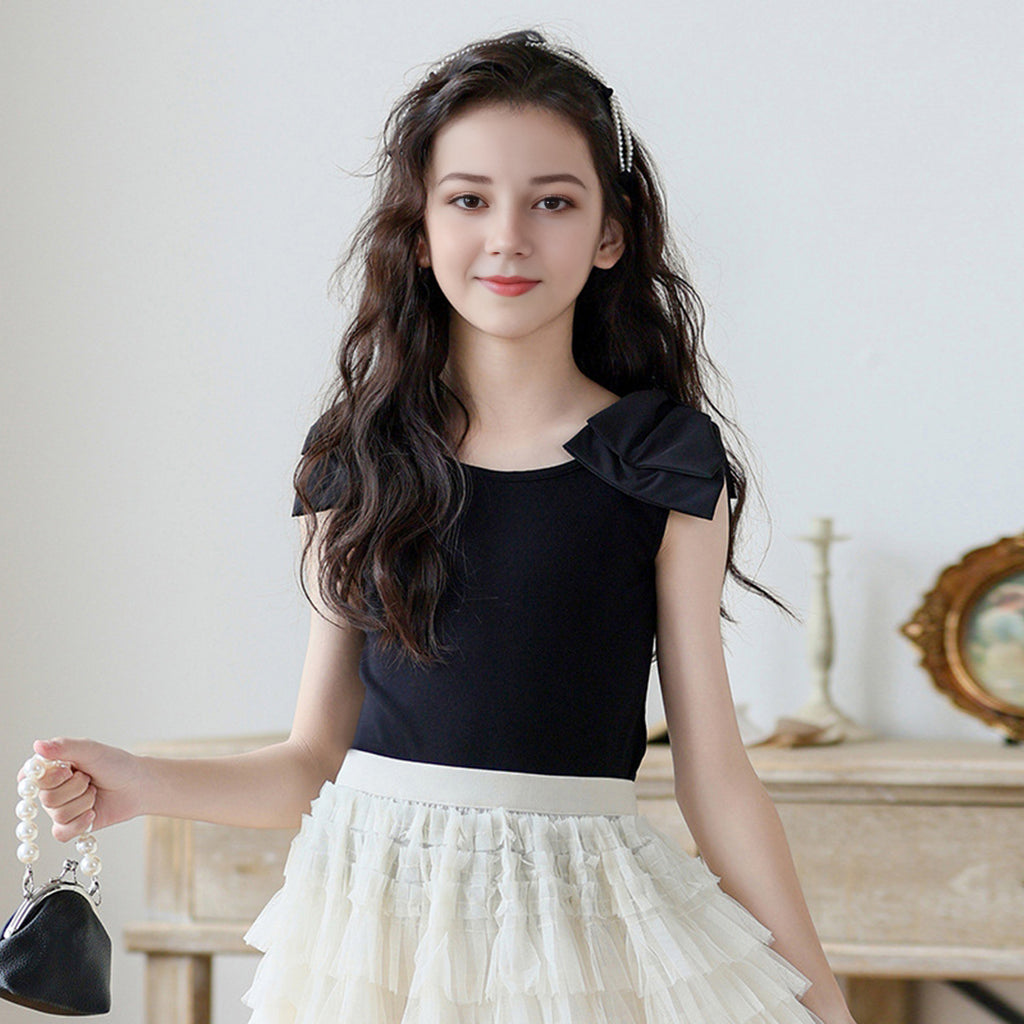 Girls Sleeveless Top With Layered Skirt Set Sets   