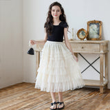 Girls Sleeveless Top With Layered Skirt Set