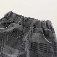 Boys Grey Check Coat With T-Shirt & Trouser Set Sets   