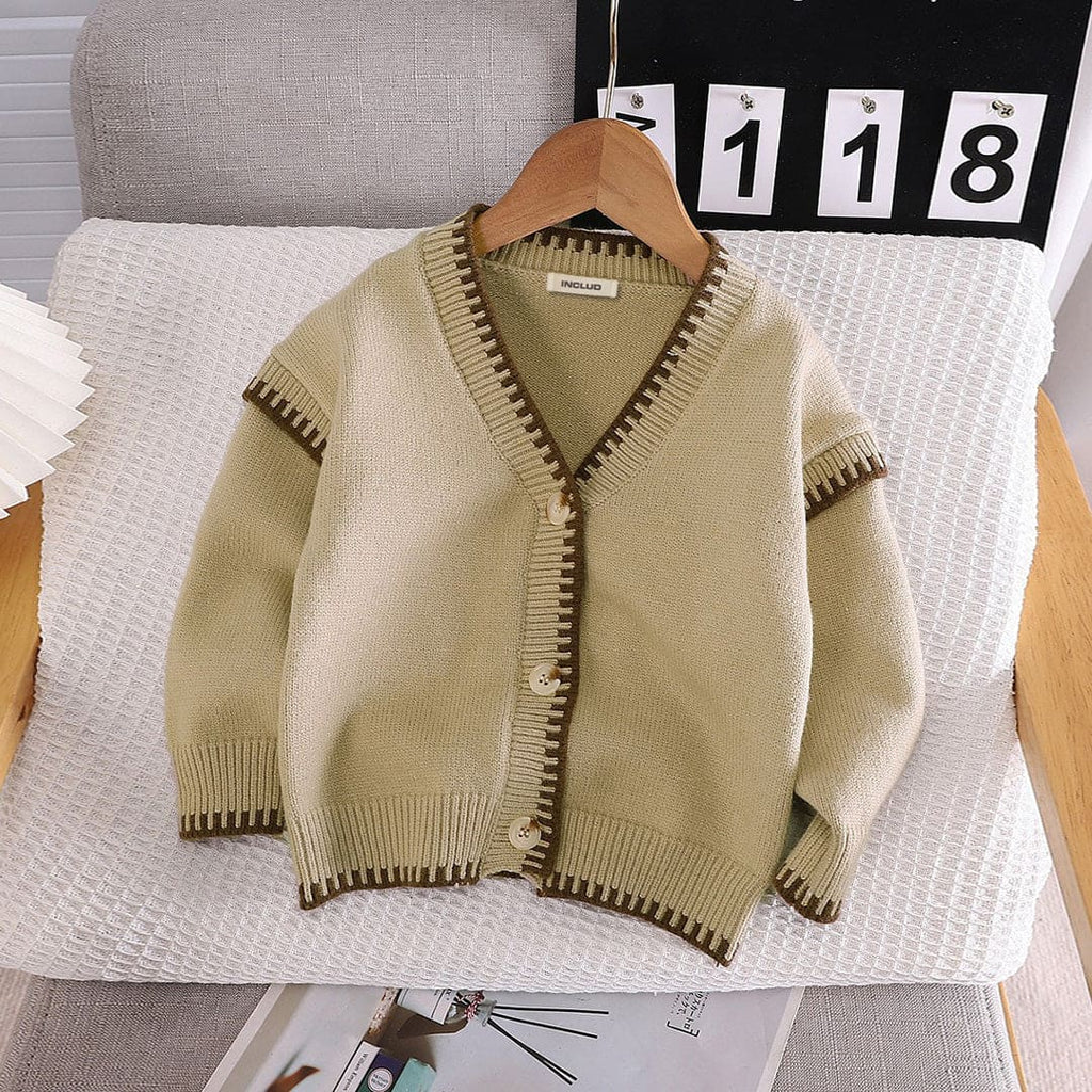 Boys Khaki Knitted Long Sleeves Cardigan Sweaters & Cardigans Khaki 1-2 Y 