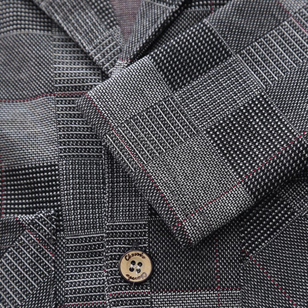 Boys Grey Check Coat With T-Shirt & Trouser Set Sets   
