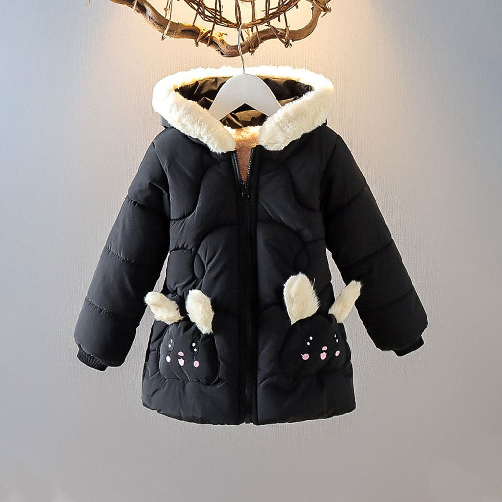 Girls Black Winterwear Hooded Puffer Jacket Coats & Jackets Black 1-2 Y