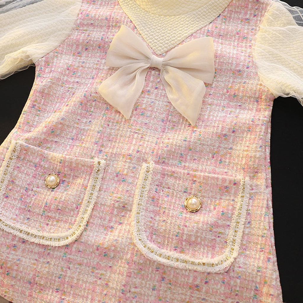 Girls Pink Winterwear Full Sleeves A-Line Party Dress Party Dresses   