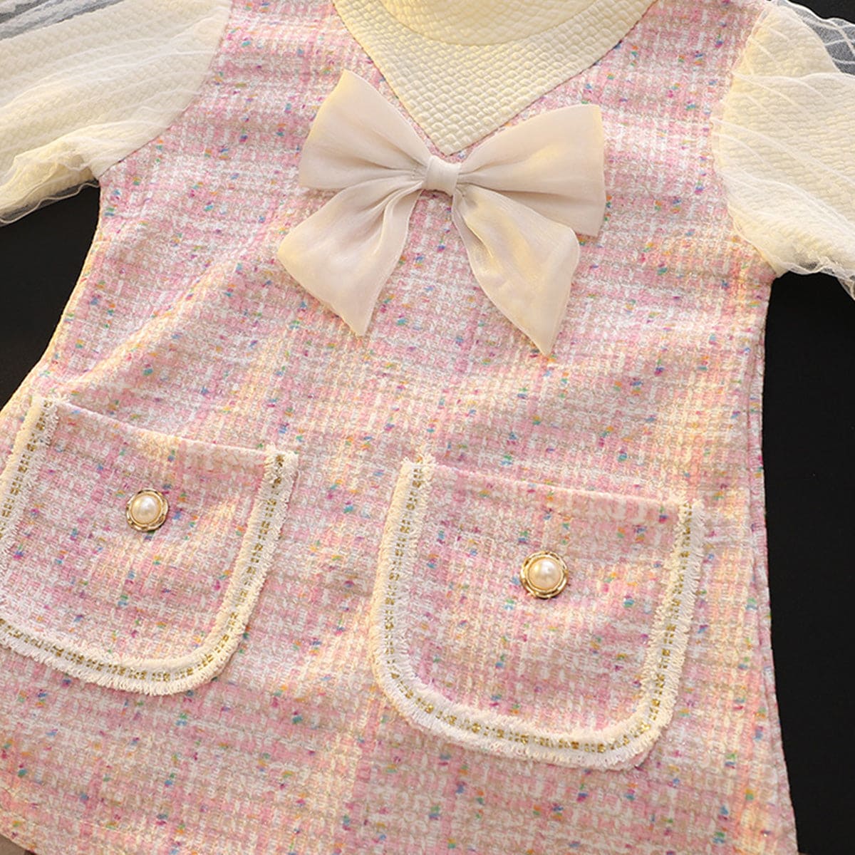 Girls Pink Winterwear Full Sleeves A-Line Party Dress Party Dresses   