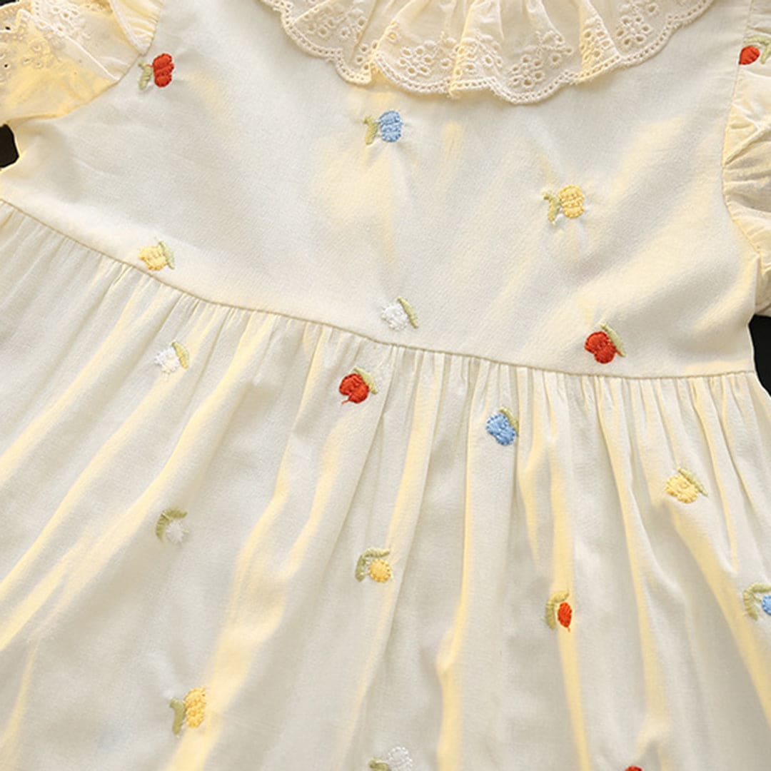 Girls Lace Embroidered Fit & Flare Dress Casual Dresses   