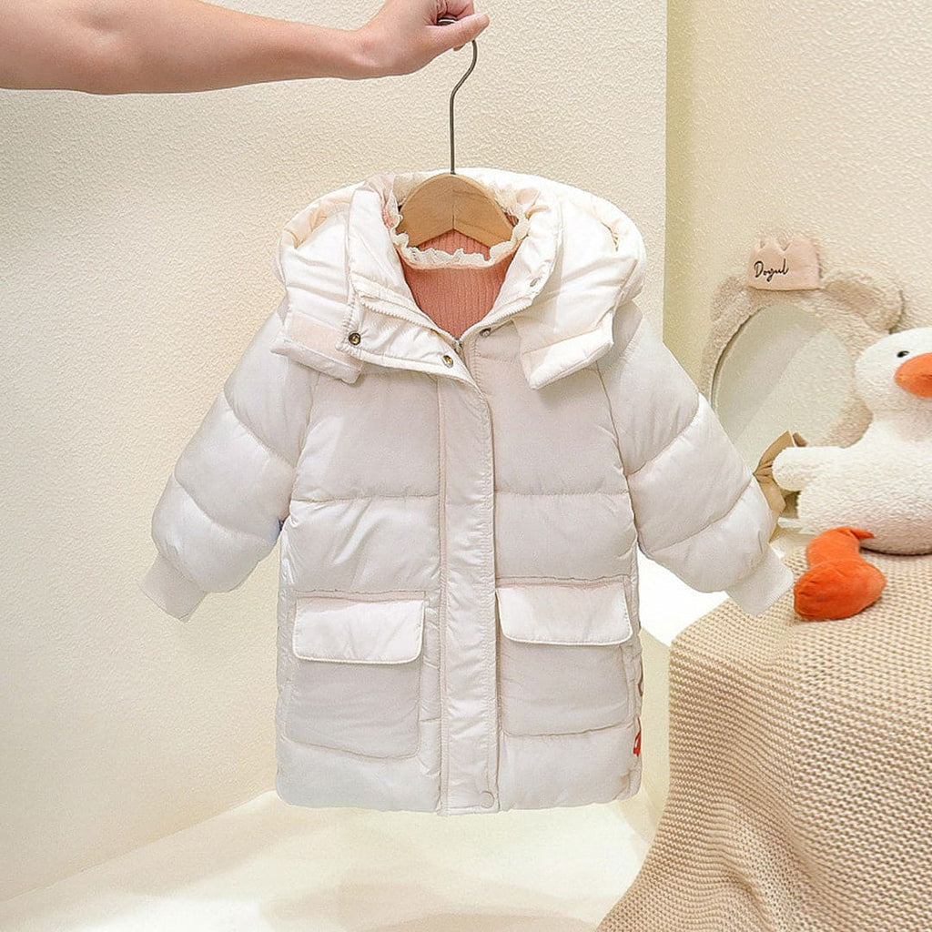 Girls Beige Teddy Print Hooded Long Puffer Jacket Coats & Jackets Beige 1-2 Y 