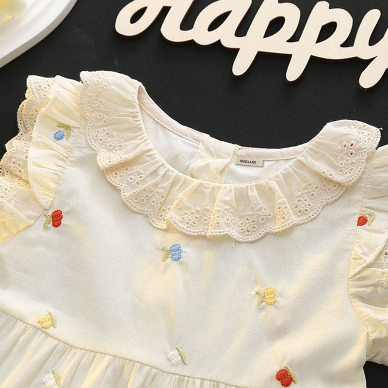 Girls Lace Embroidered Fit & Flare Dress Casual Dresses   