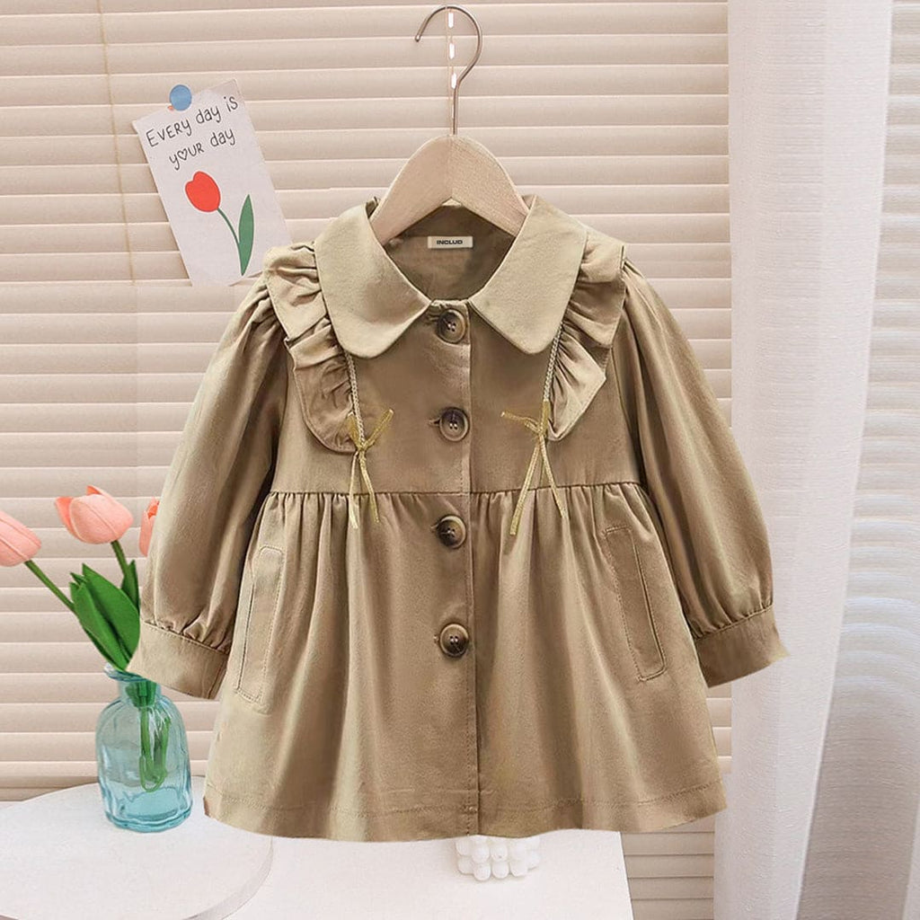 Girls Green Winterwear Full Sleeves Fit & Flared Shirt Dess Casual Dresses Green 1-2 Y 