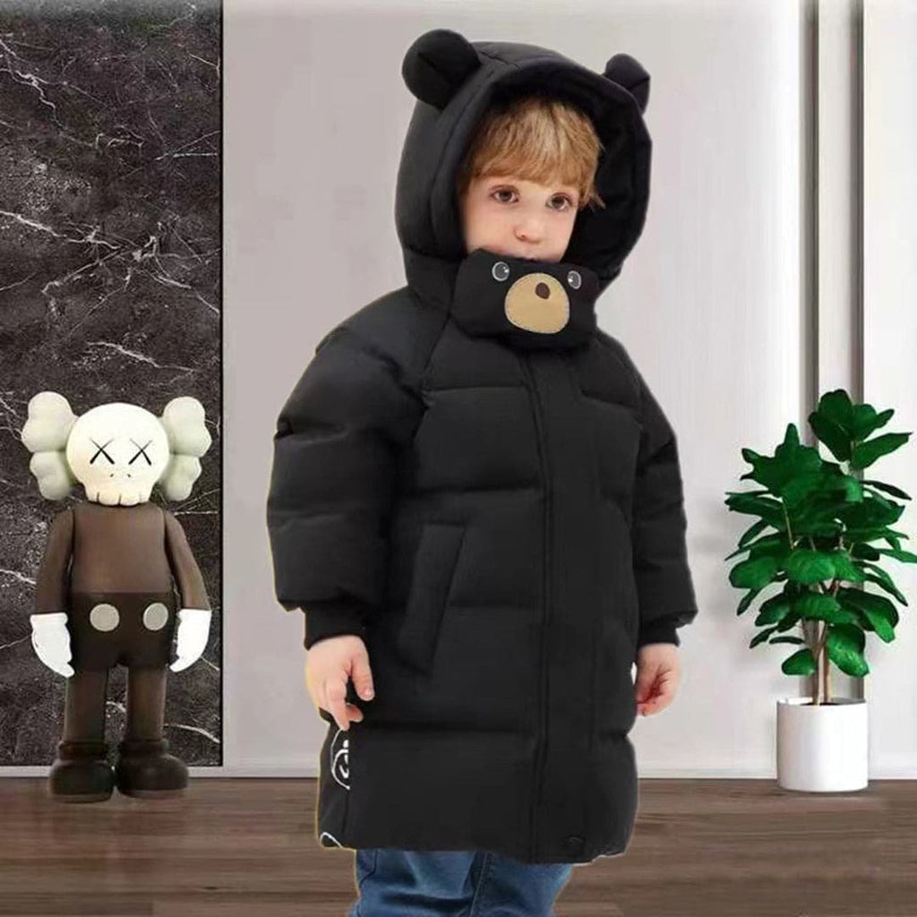 Girls Black Printed Hooded Puffer Jacket Coats & Jackets Black 1-2 Y 