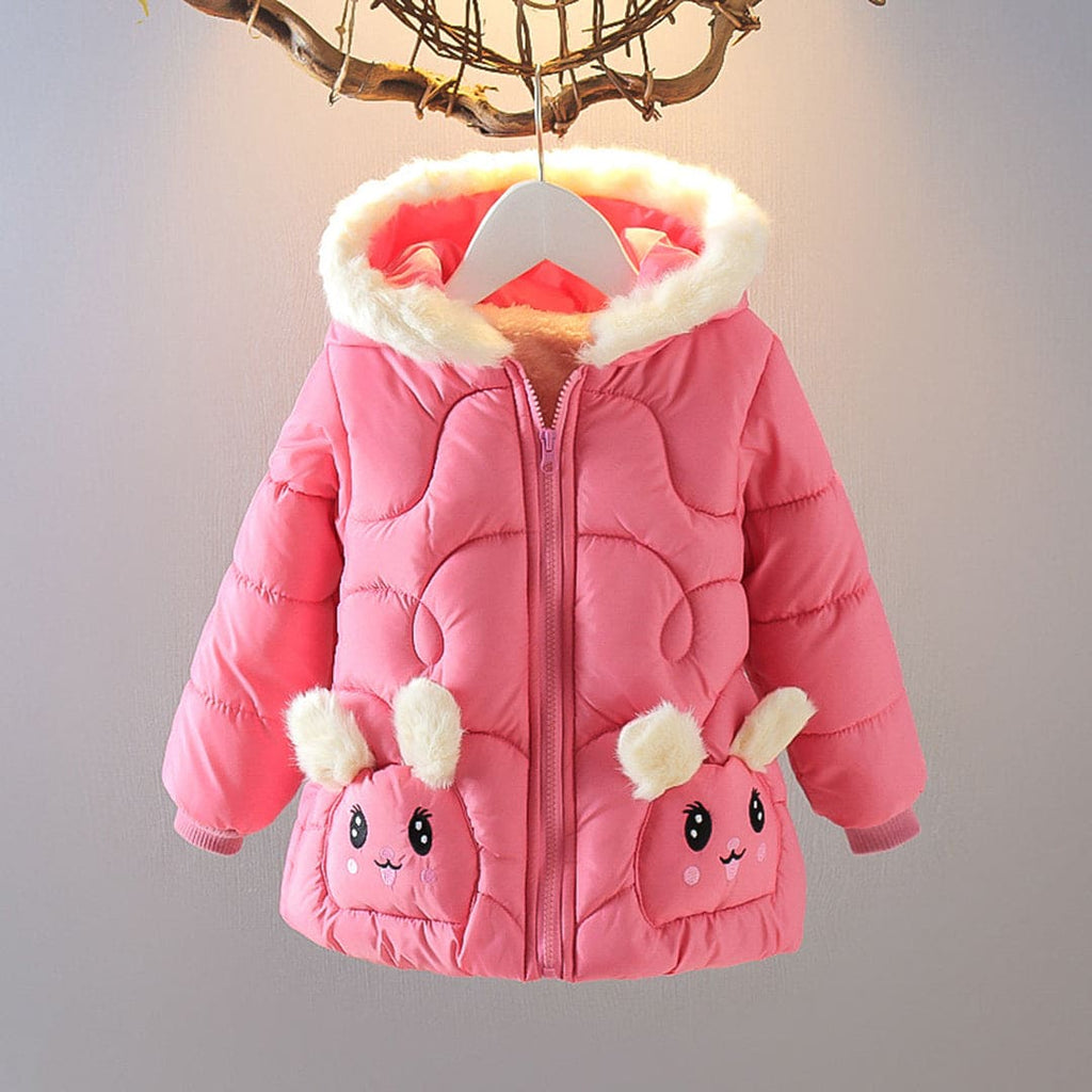 Girls Pink Winterwear Hooded Puffer Jacket Coats & Jackets Pink 1-2 Y 