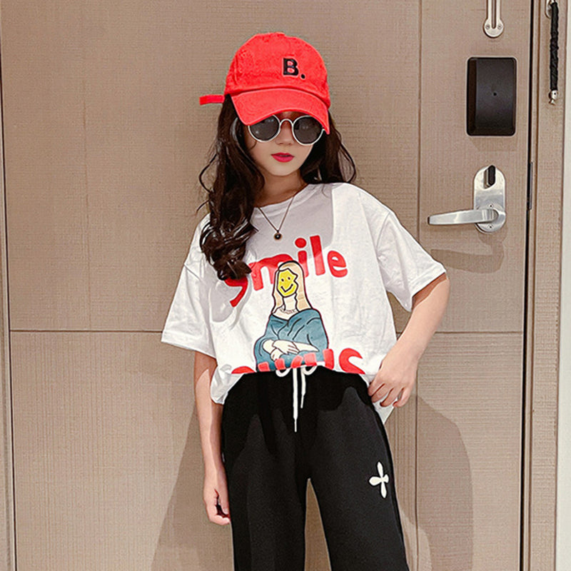 Girls Printed Short Sleeves T-shirt Tshirts   