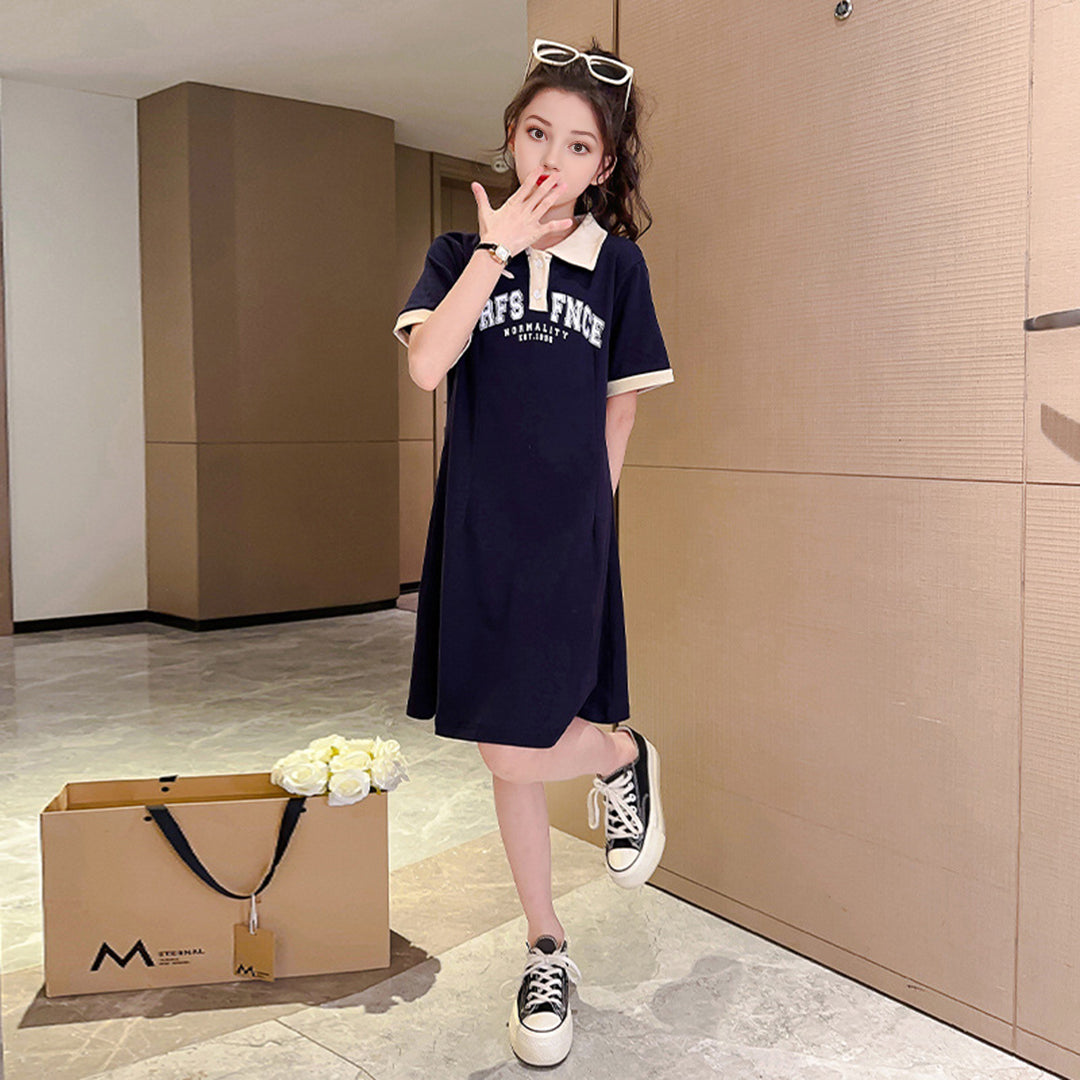 Girls Short Sleeves A-line T-Shirt Dress  INCLUD