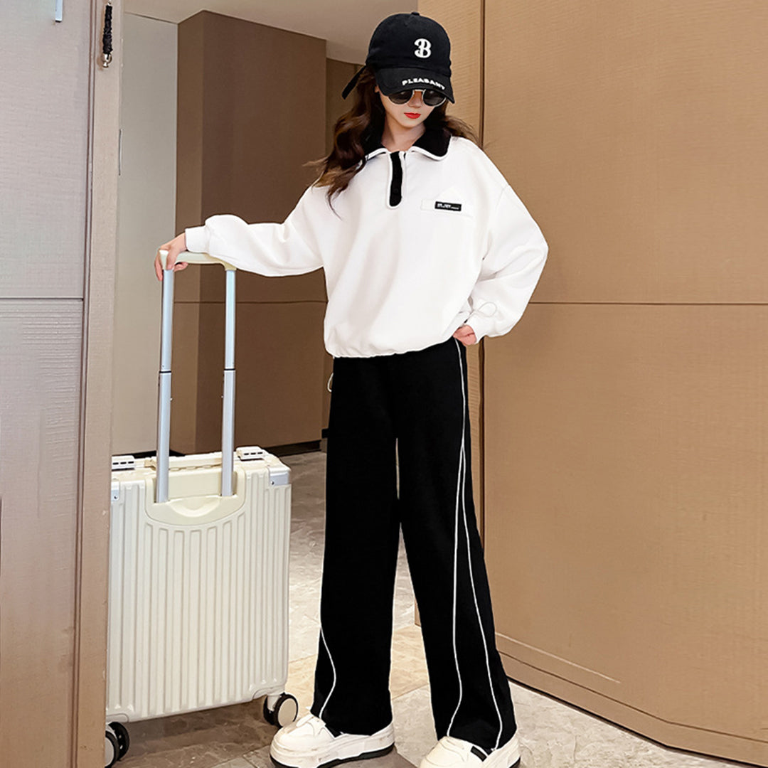 Girls Black Elasticated Regular Pants Pants   
