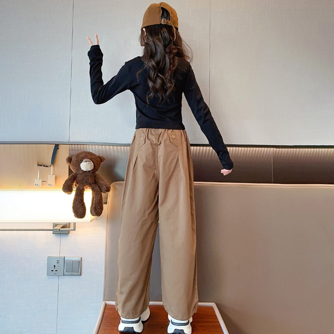Girls Solid Straight Fit Jogger Joggers   