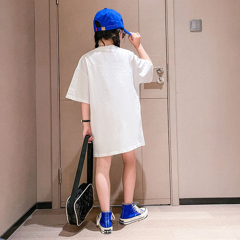 Girls Long Length Short Sleeves T-Shirt Dress Casual Dresses   