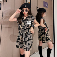 Girls Beige Maze Print Shirt with Shorts Co-Ord Set Sets   