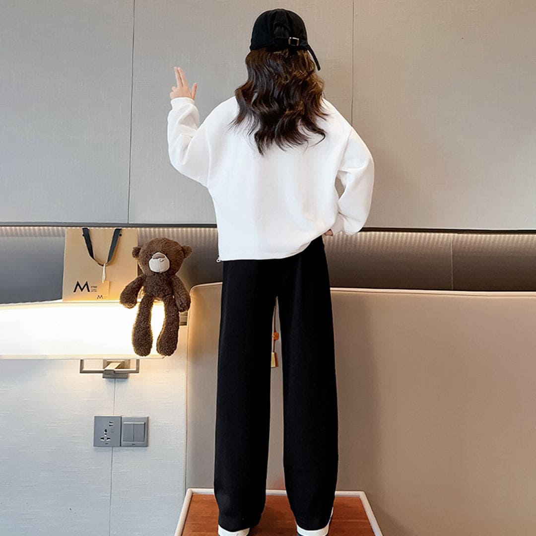 Girls Black Elasticated Regular Pants Pants   