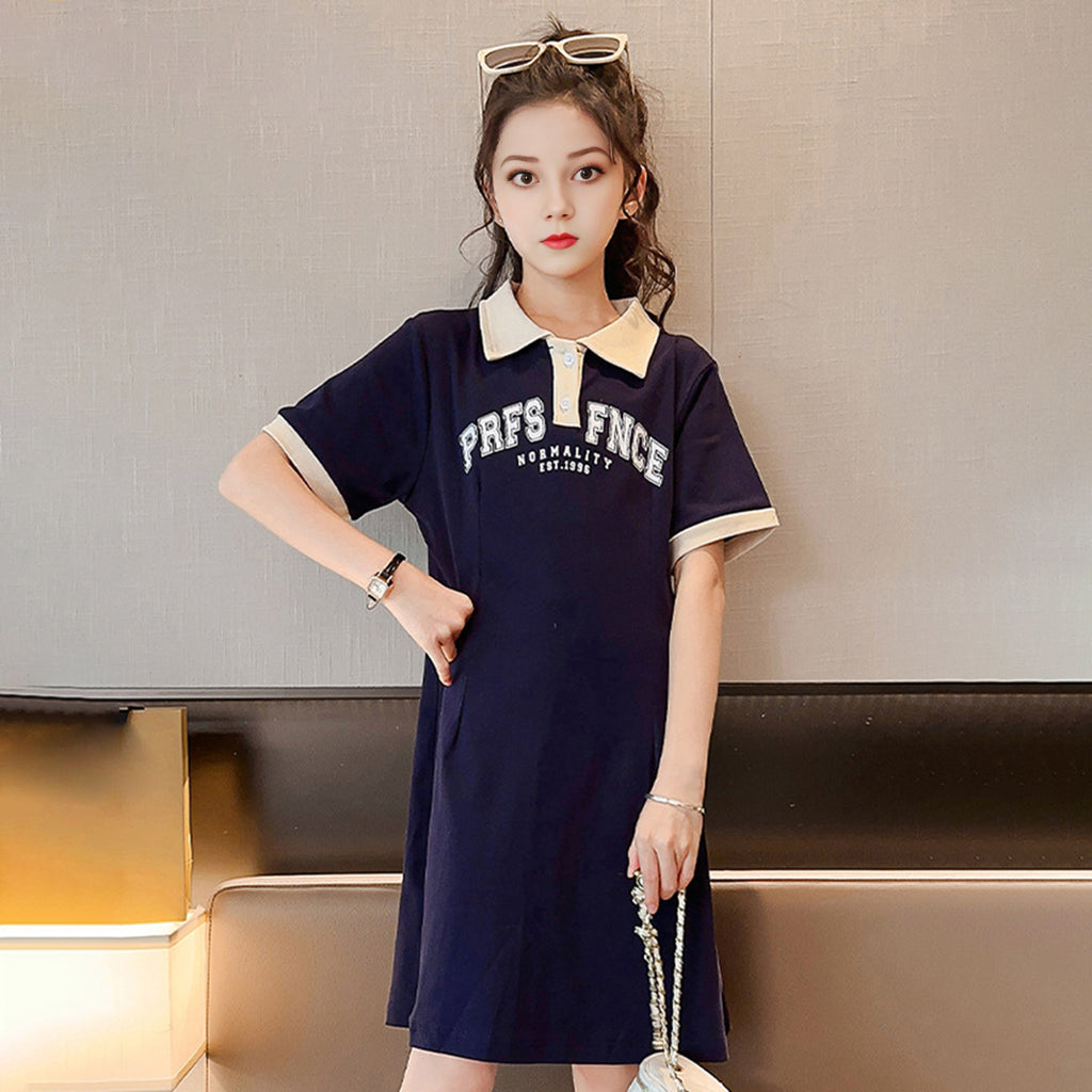 Girls Short Sleeves A-line T-Shirt Dress – INCLUD