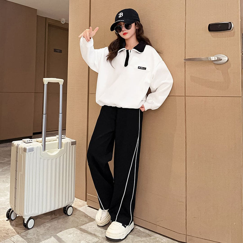 Girls Black Elasticated Regular Pants Pants   