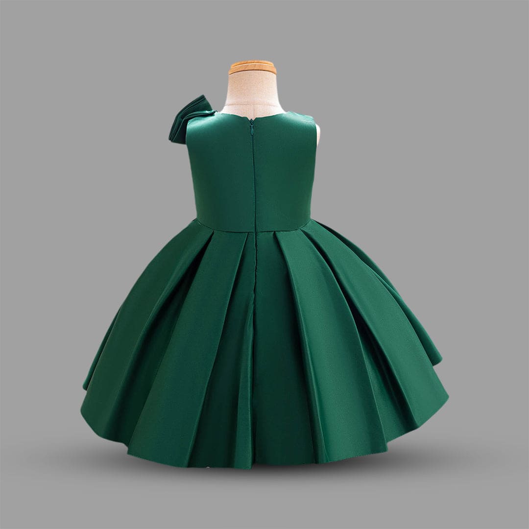 Girls Green Princess Bow Partywear Dress Party Dresses   