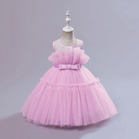 Girls Pink Sleeveless Puffy Princess Partywear Dress Party Dresses   