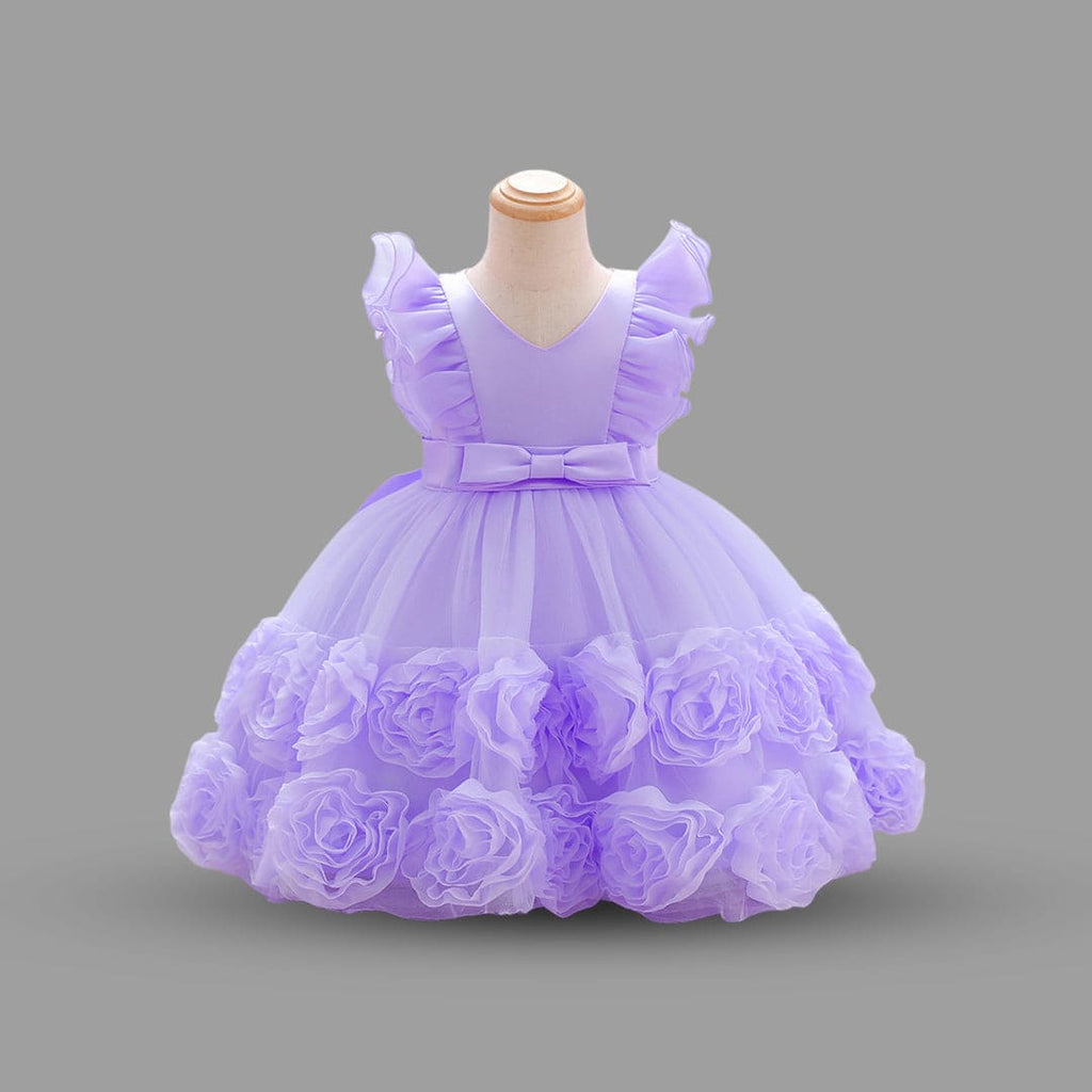 Girls Violet Mesh Tulle Partywear Dress Party Dresses Violet 1-2 Y 