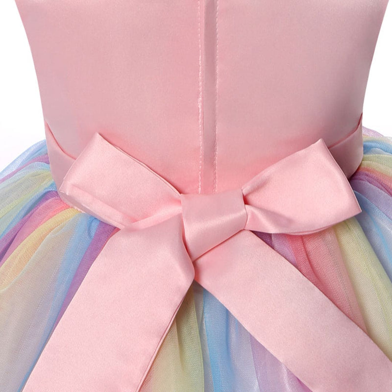 Girls Pink Flower Mesh Sequined Partywear Dress Party Dresses   
