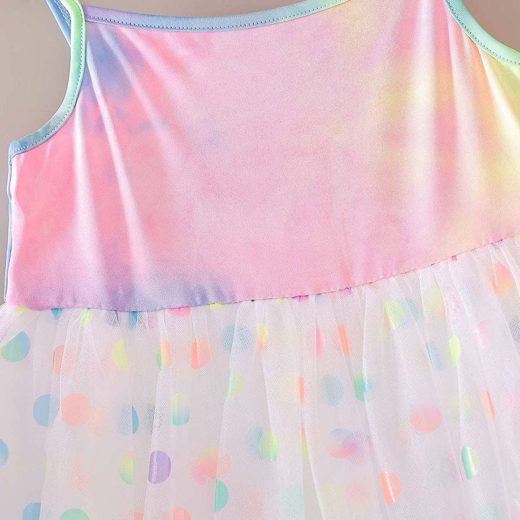 Girls Colorful Polka Dot Print Partywear Dress Party Dresses   