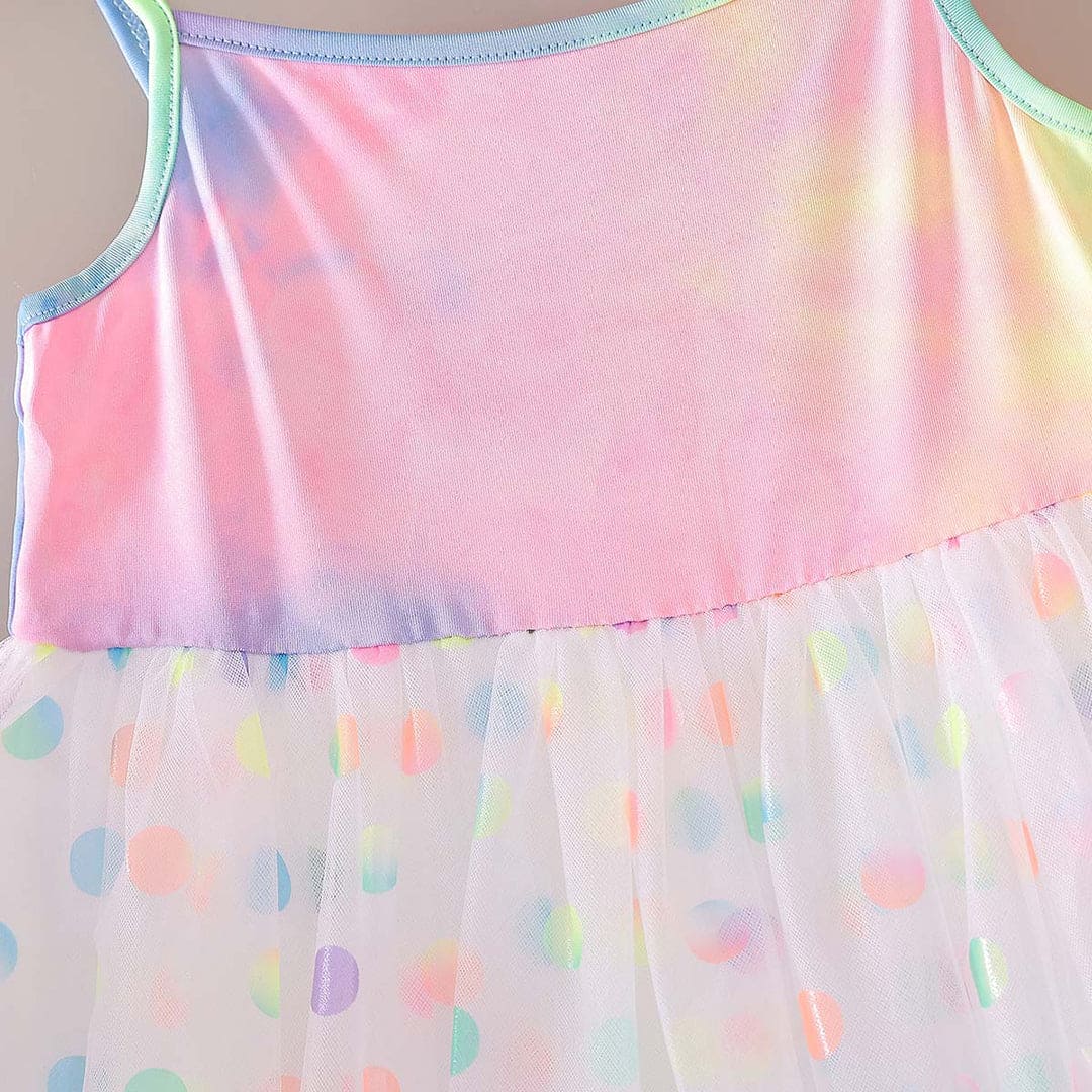 Girls Colorful Polka Dot Print Partywear Dress Party Dresses   