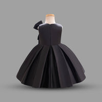 Girls Black Princess Bow Partywear Dress Party Dresses   