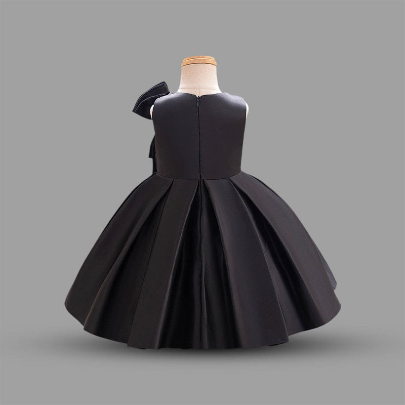 Girls Black Princess Bow Partywear Dress Party Dresses   