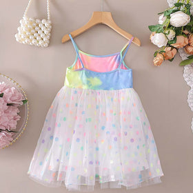 Girls Colorful Polka Dot Print Partywear Dress Party Dresses   