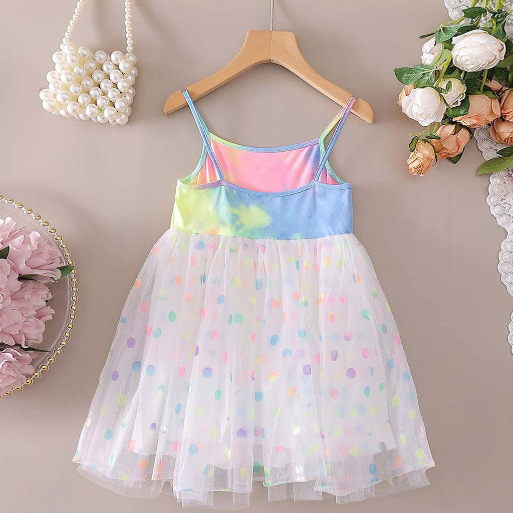 Girls Colorful Polka Dot Print Partywear Dress Party Dresses   