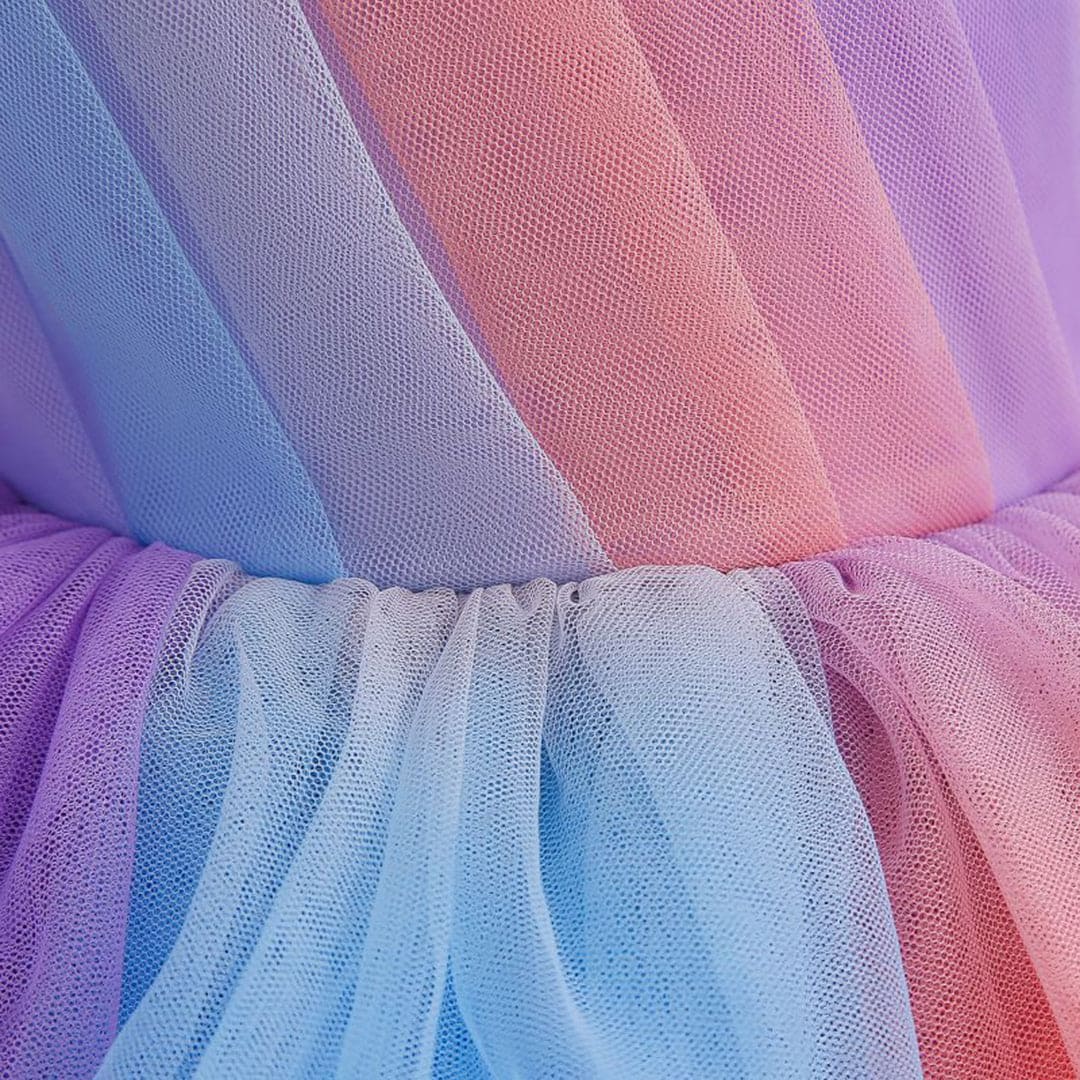 Girls Colourful Gradient High End Partywear Dress Party Dresses   