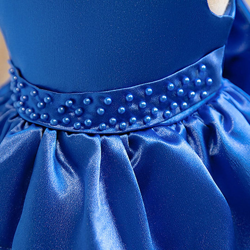 Girls Blue Fluffy High - Low Princess Partywear Dress Party Dresses   