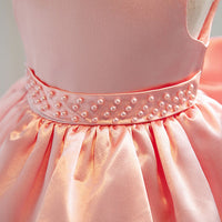 Girls Peach Fluffy High - Low Princess Partywear Dress Party Dresses   