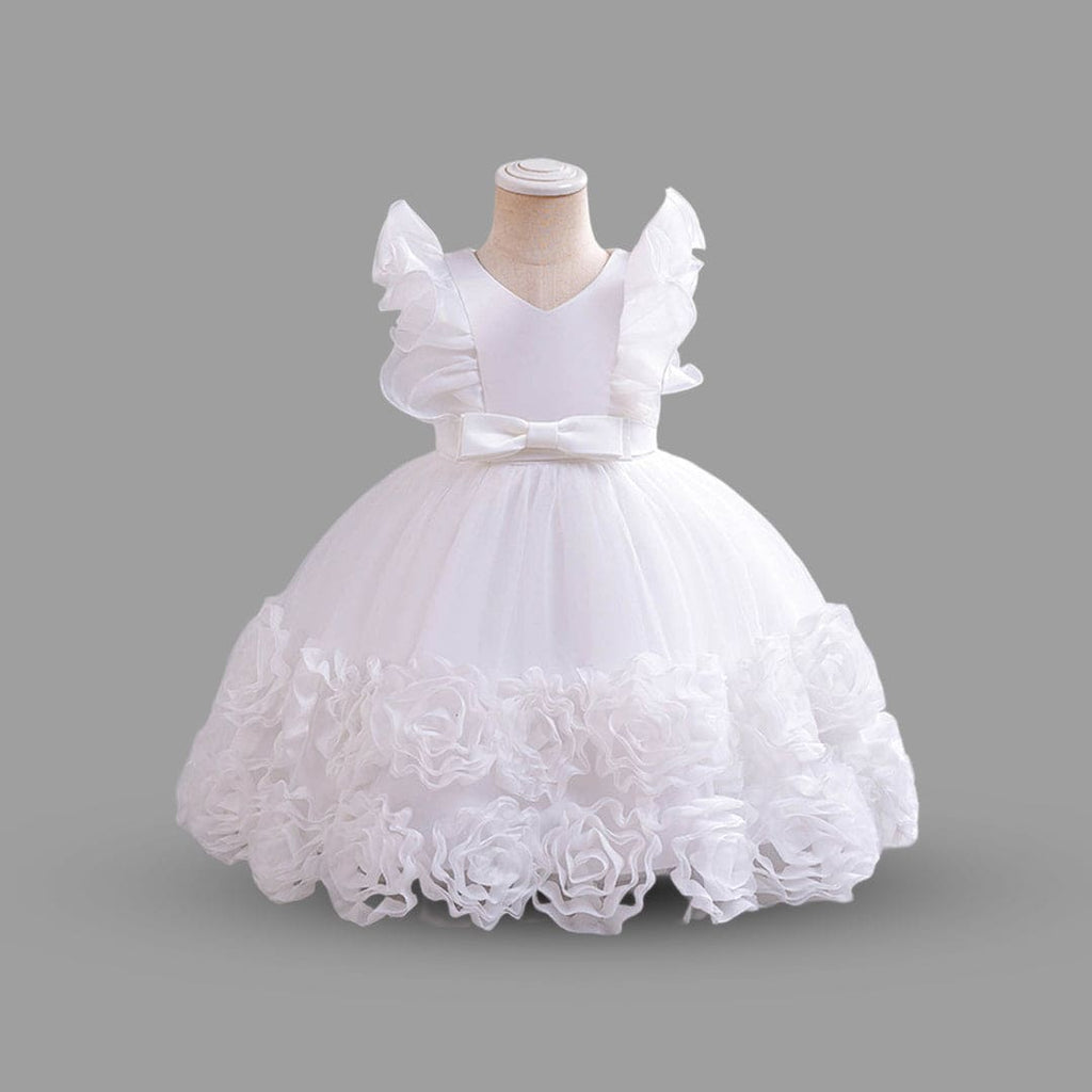 Girls White Mesh Tulle Partywear Dress Party Dresses White 1-2 Y 