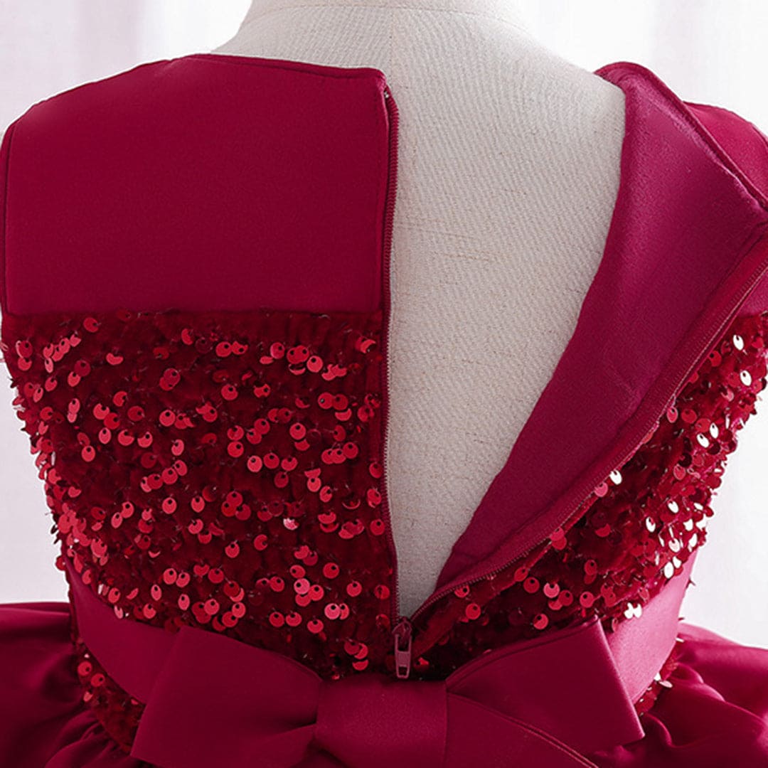 Girls Red Tiered Flared Partywear Dress Party Dresses   