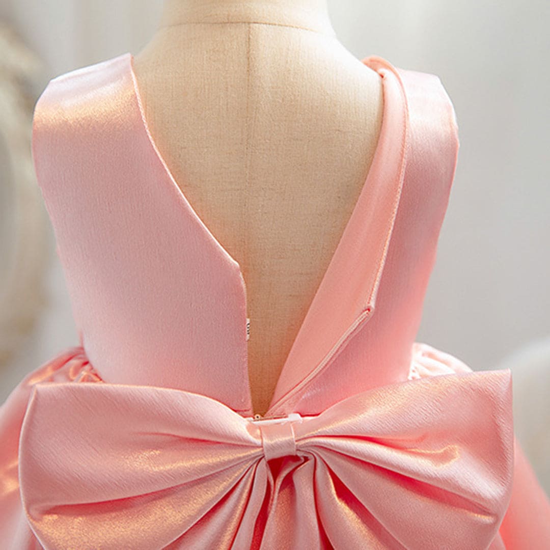 Girls Peach Fluffy High - Low Princess Partywear Dress Party Dresses   