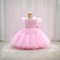 Girls  Pink Puffy Catwalk Partywear Dress Party Dresses Pink 1-2 Y 