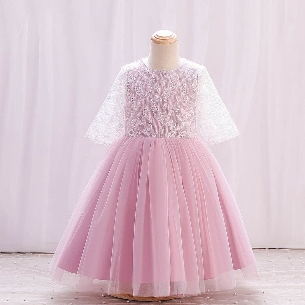 Girls Pink Princess Long Partywear Dress Party Dresses Pink 8-9 Y 