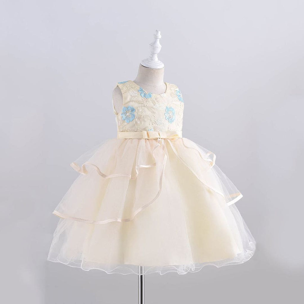 Girls Beige Partywear Balloon Dress Party Dresses Beige 2-3 Y 